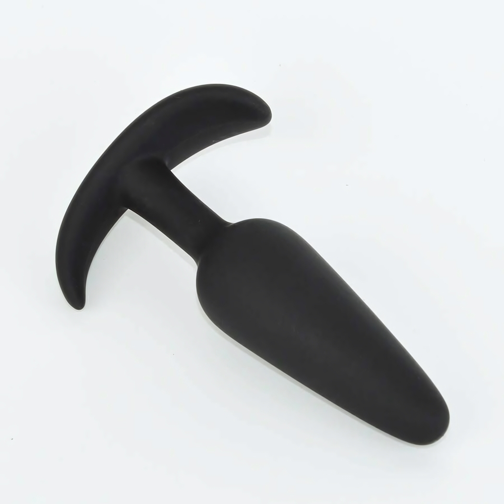 Черная анальная пробка из силикона - 8,5 см. (Цвет: черный)