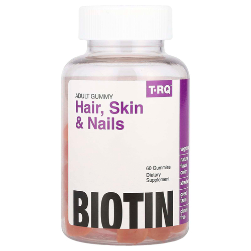 T-RQ, Жевательные мармеладки для взрослых, для волос, кожи и ногтей, со вкусом клубники, 60 жевательных таблеток