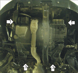 Защита картера Двигателя, КПП. 2 мм, Сталь. для Mitsubishi Galant VIII 1996-2004, Chrysler Sebring 2001-2007, Dodge Stratus 2003-2007 MOTODOR.01311