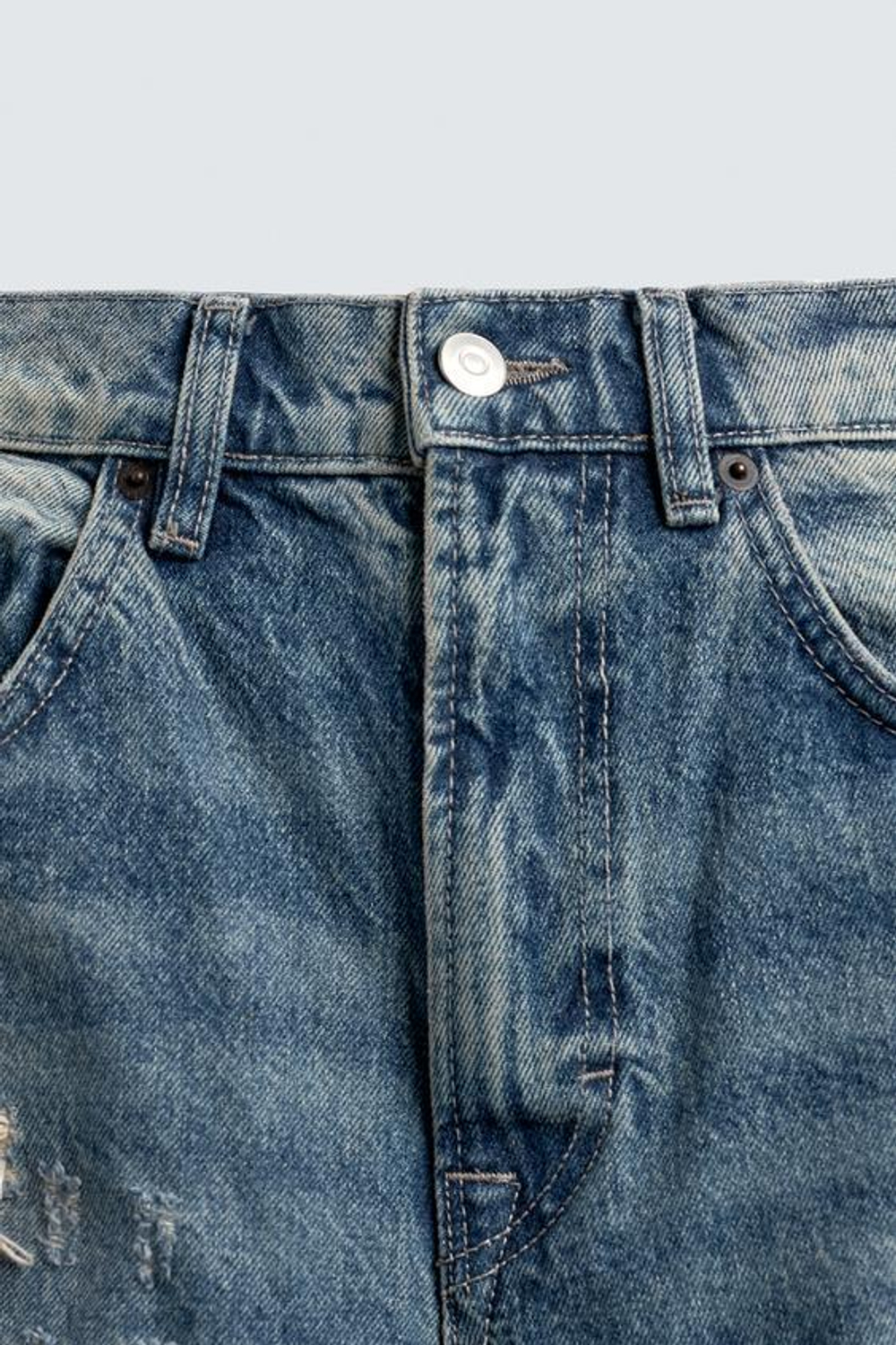 ZARA ДЖИНСЫ BALLOON FIT С РАЗРЕЗАМИ, ВЫЦВЕТШИЙ СИНИЙ