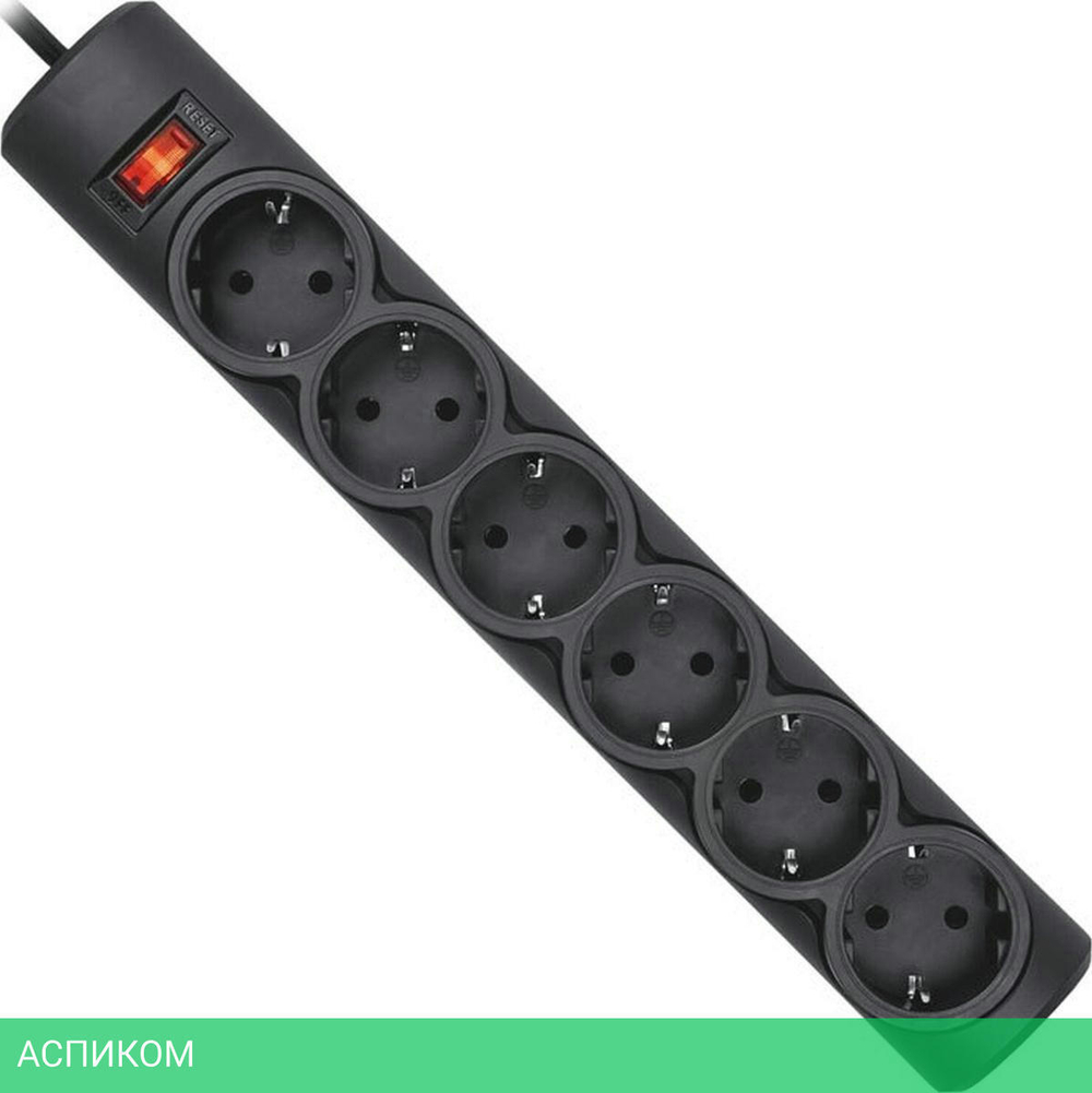 Сетевой фильтр Defender DFS 151 черный (99494)