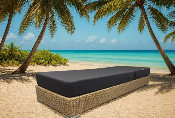 Шезлонг с матрасом Mantera, бежевый, серый