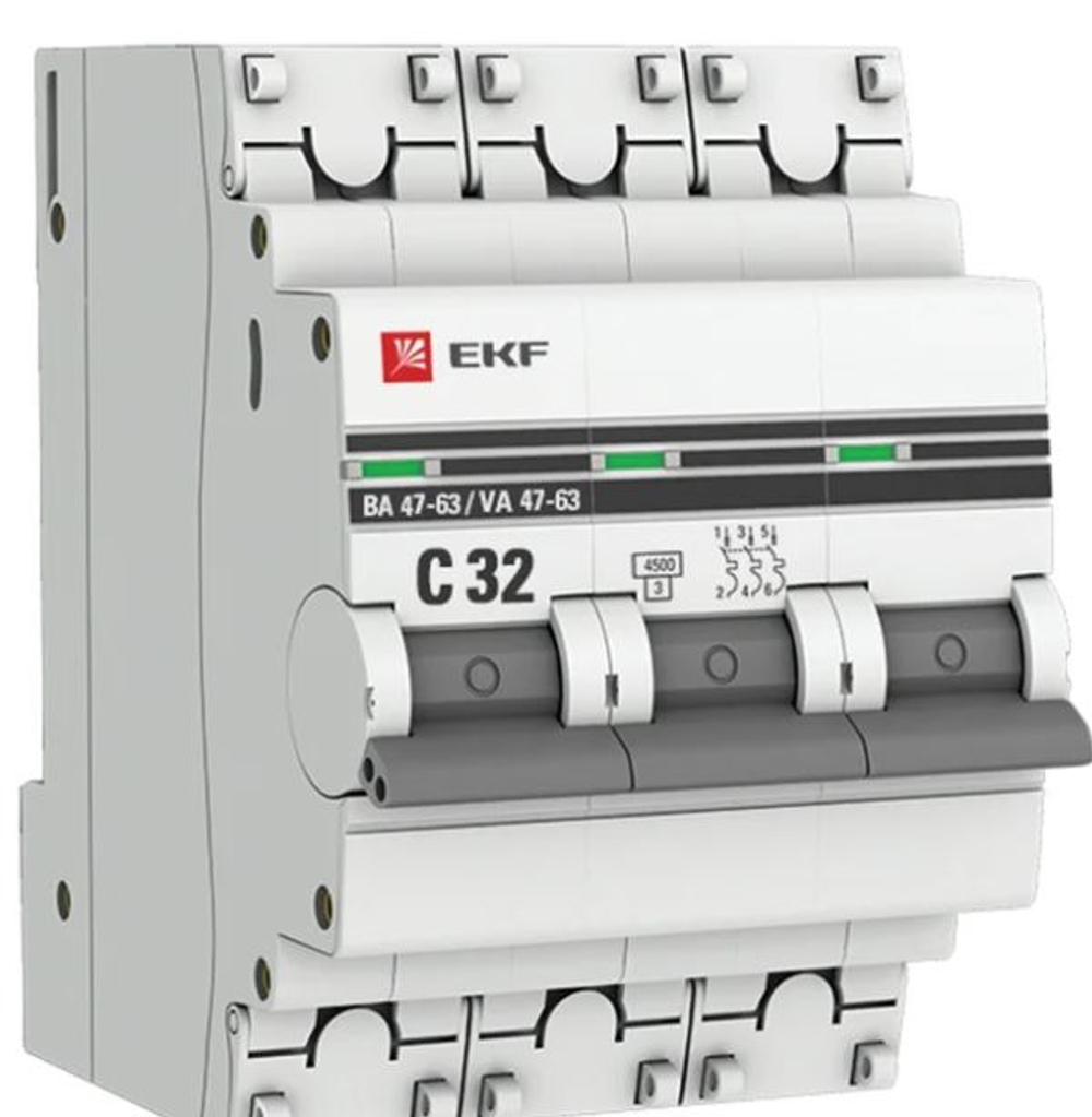 Выключатель автоматический модульный 3П 32А  4.5кА BA 47-63 PROxima EKF