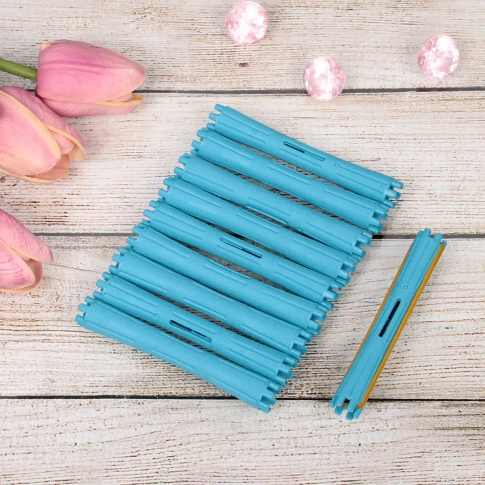 Бигуди пластмассовые-коклюшки 10шт d-1.2см «KUDRI», цвет голубой, (прозрачный пакет с подвесом)