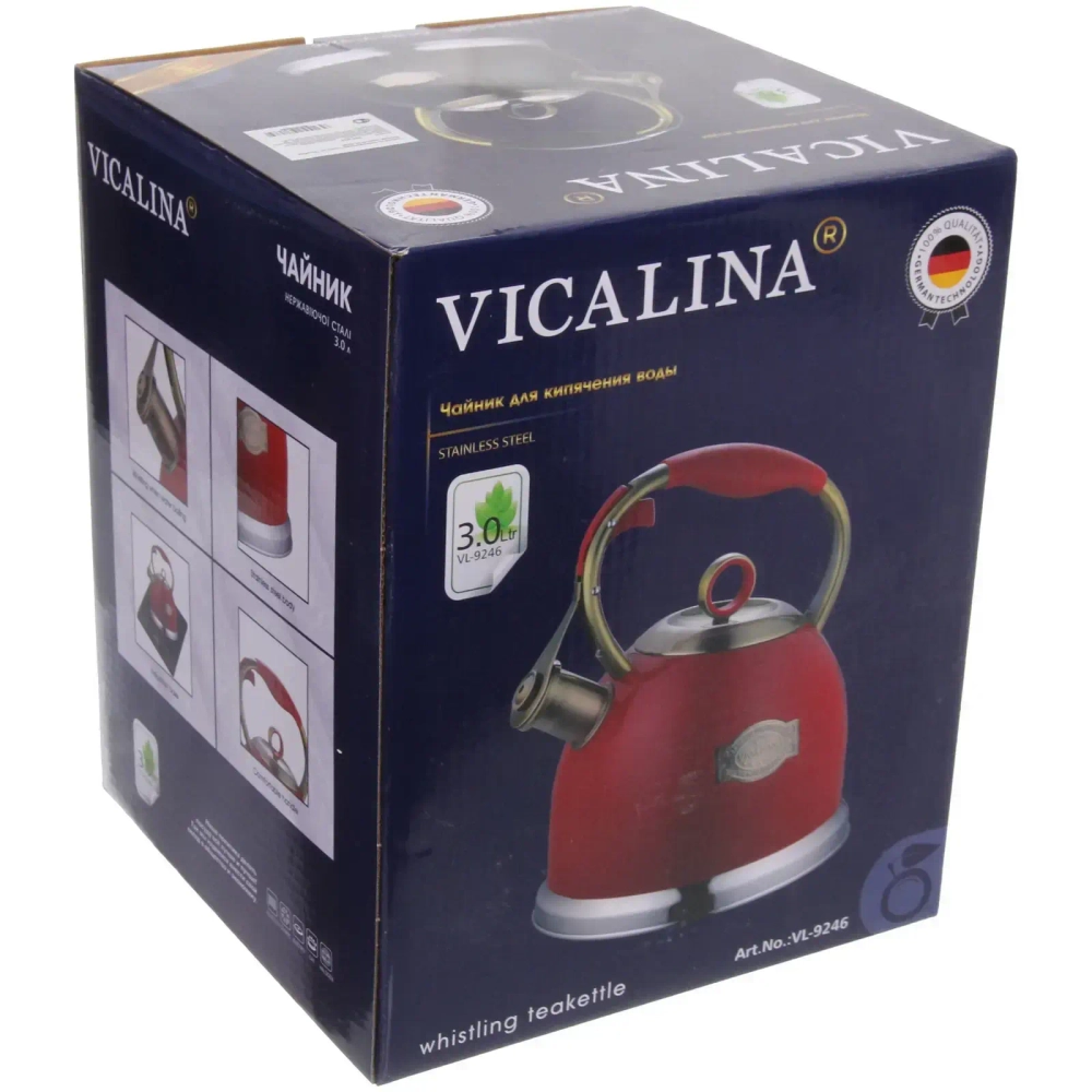 Чайник из нержавеющей стали 3л «Vicalina» Винтаж красный VL-9246
