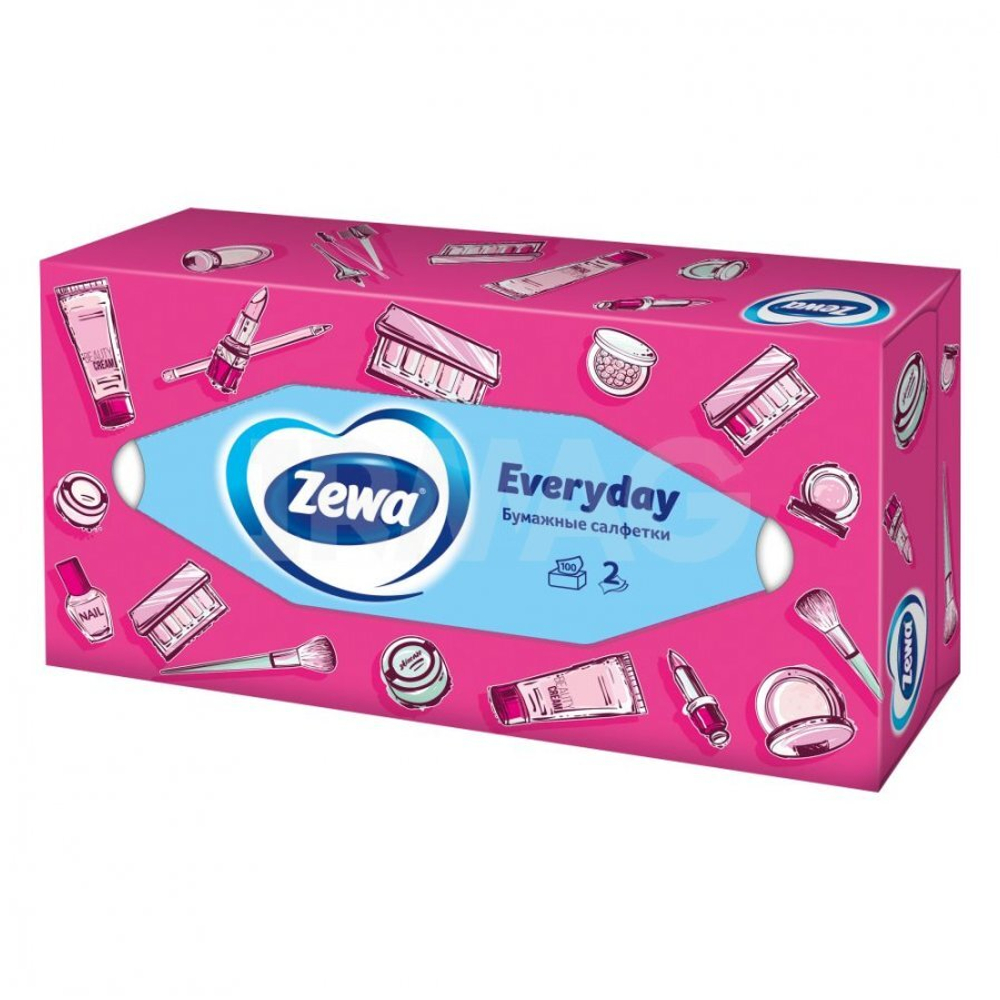 Zewa Салфетки бумажные вытяжные в коробке Everyday 2-х сл.100 шт