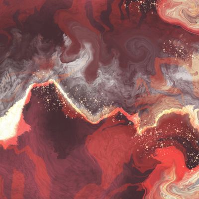 Colorful red marble ink paper textures on dark background. Bath bomb waves.