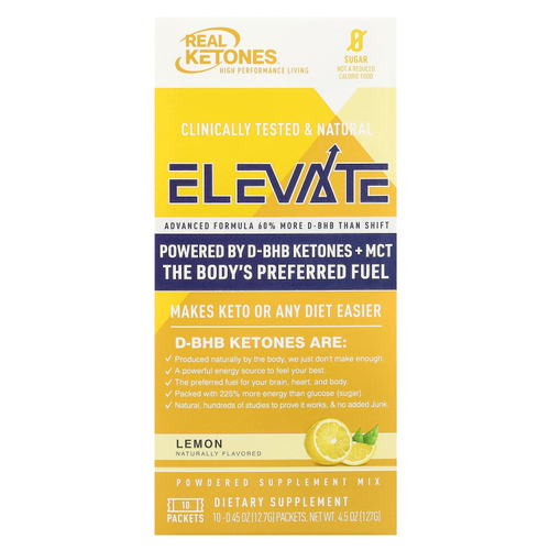 Real Ketones, Elevate, лимон, 10 пакетиков по 12,7 г (0,45 унции)