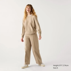 UNIQLO ФУТБОЛКА С КРУГЛЫМ ВЫРЕЗОМ ИЗ МЯГКОГО ТРИКОТАЖА, БЕЖЕВЫЙ