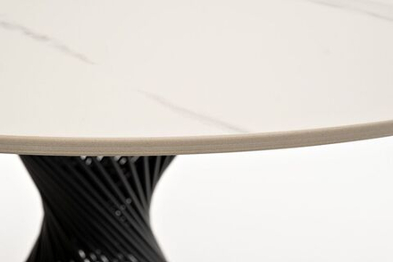 "Луна" стол интерьерный круглый обеденный из керамики, цвет белый глянцевый