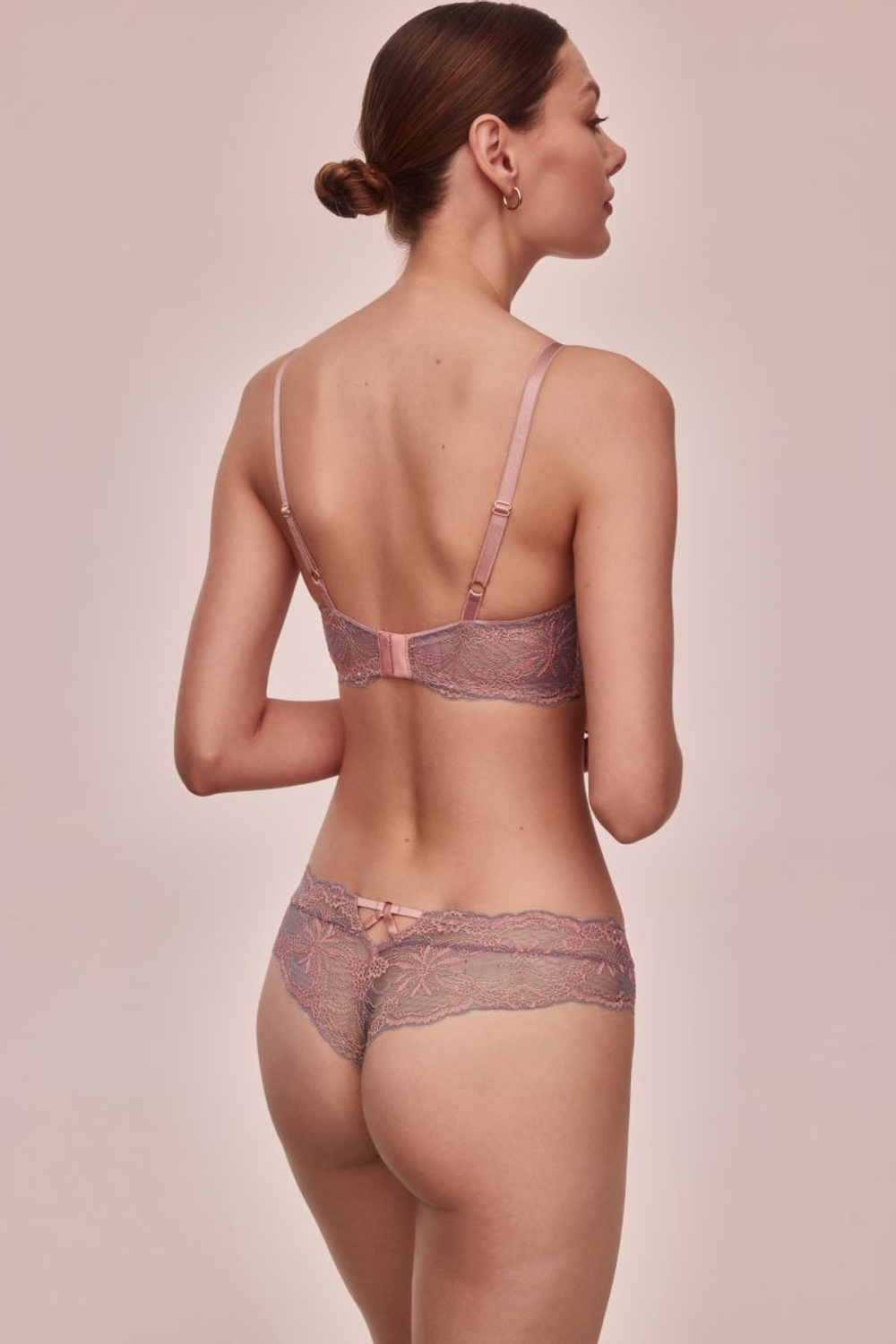 Трусики-стринги с широким бочком Madera (Размер: 42) (Цвет: розовый с серым)