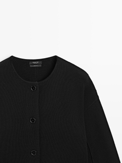 Massimo Dutti Вязаный кардиган из хлопка, черный