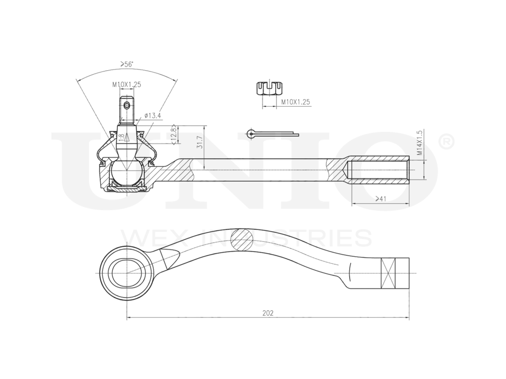 Наконечник рулевой левый UNIO SSP-10087