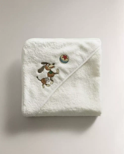 ZARA HOME ДЕТСКОЕ МЯГКОЕ ПОЛОТЕНЦЕ С КАПЮШОНОМ TOY STORY ©DISNEY, ЖЕЛТОВАТО-БЕЛЫЙ