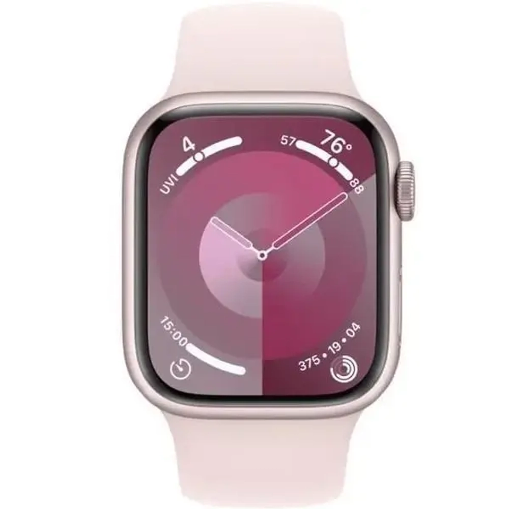 Apple Watch Series 9, 45 мм, розовый алюминий, спортивный ремешок нежно-розового цвета