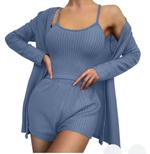 [m]Пеньюар: шорты+майка т/б+халат (вафля) 3174/3194