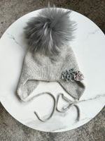 Шерстяная шапка с меховым помпоном, 128