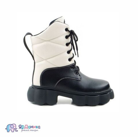 Зимние ботинки B&G молочно-черные 8861-8С