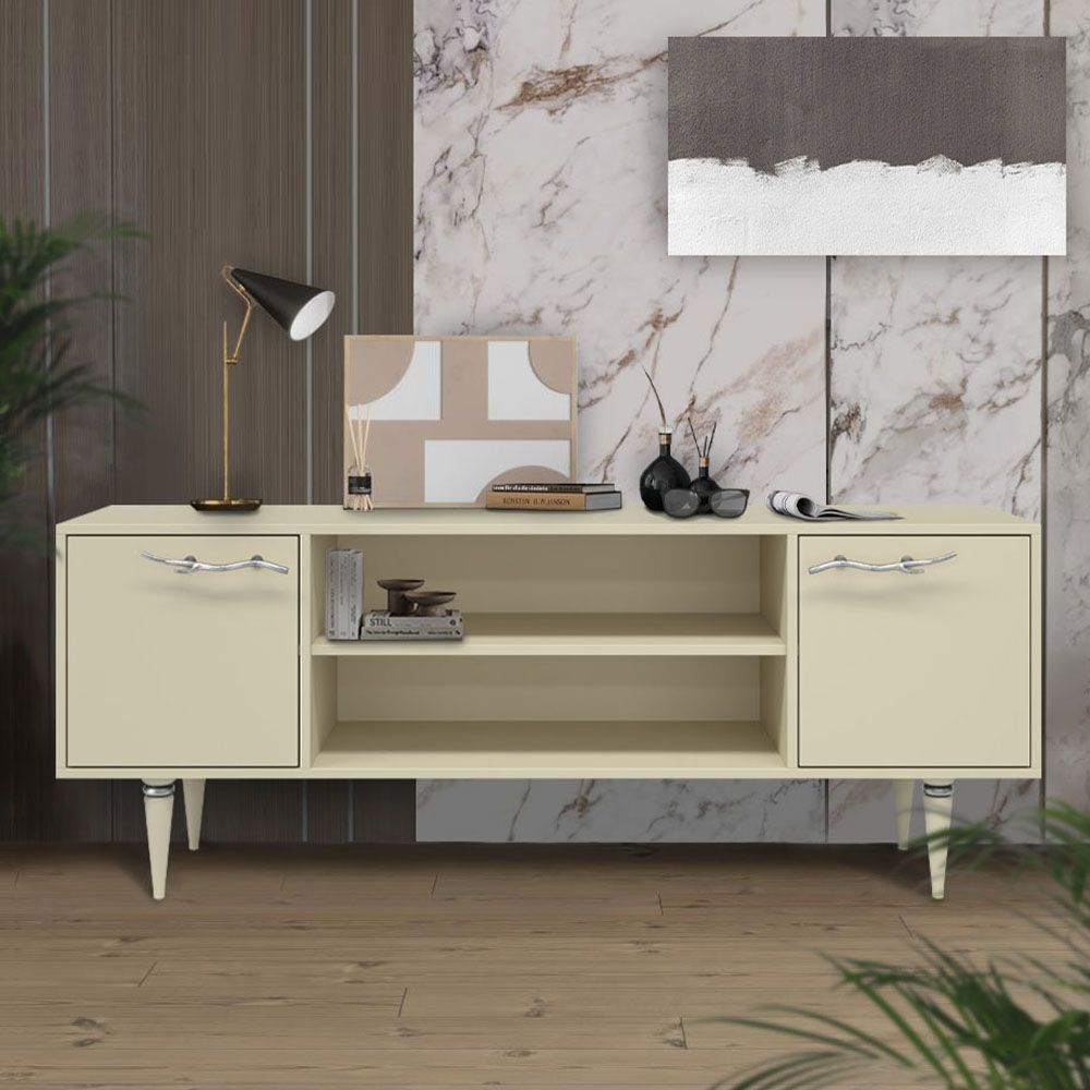 Тумба под ТВ Арт Колор matte 155см Классик Сильвер Серый шелк матовый