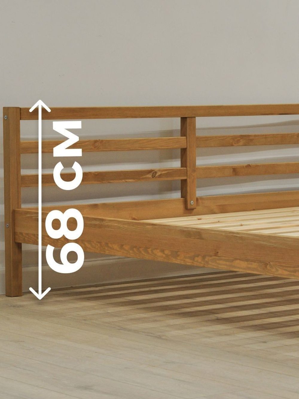 Кровать двуспальная 180х200 Тарва из массива сосны с основанием, бейц