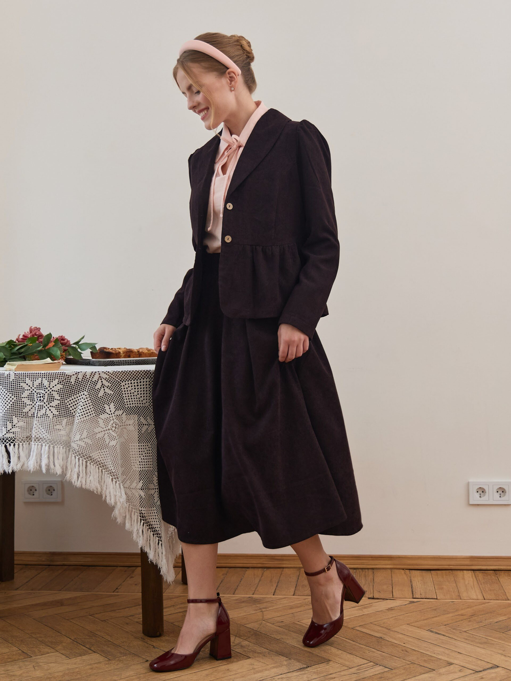 Юбка бохо вельветовая миди