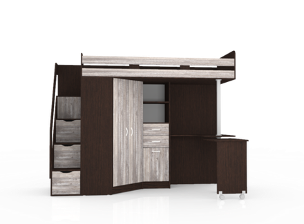 Кровать-чердак КарИВи Мийа Венге Бетон