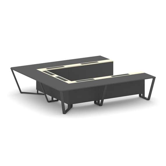 Steel Meet Стол переговорный П-образный KM-PR.B.SP-11P Антрацит/Ваниль Глянец/Металл Черный 3200*320