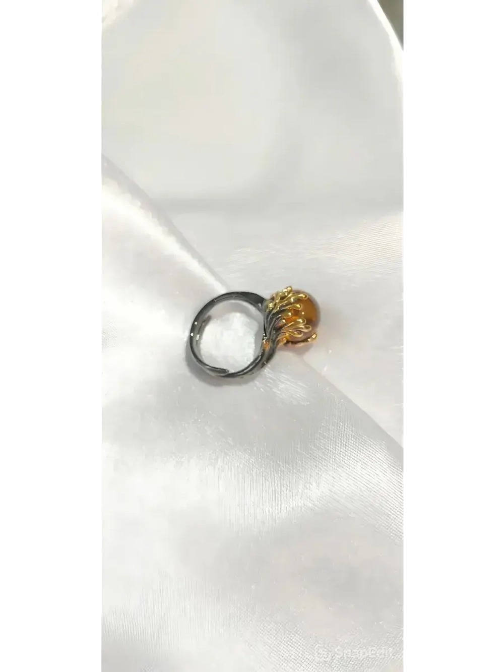 Кольцо Серебро 925 с натуральным янтарем и эмалью