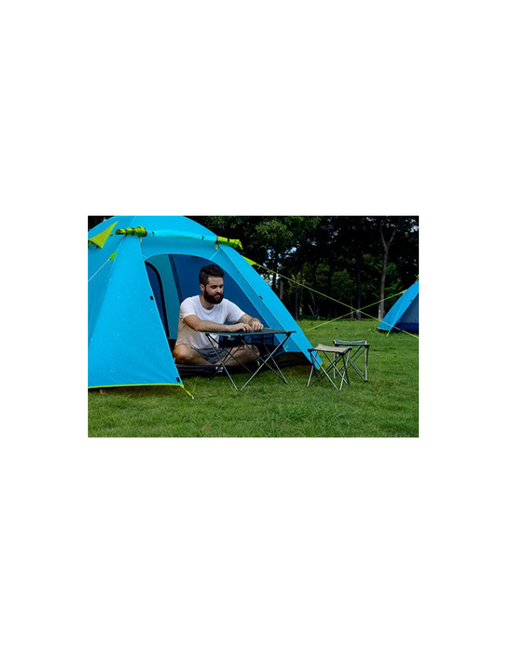 Палатка Naturehike P-Series 4-местная, алюминиевый каркас, голубая