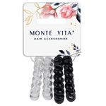 Резинки для волос НАБОР 4 шт., диаметр 5 см, пружинка, чёрный, прозрачный, MONTE VITA, 457056