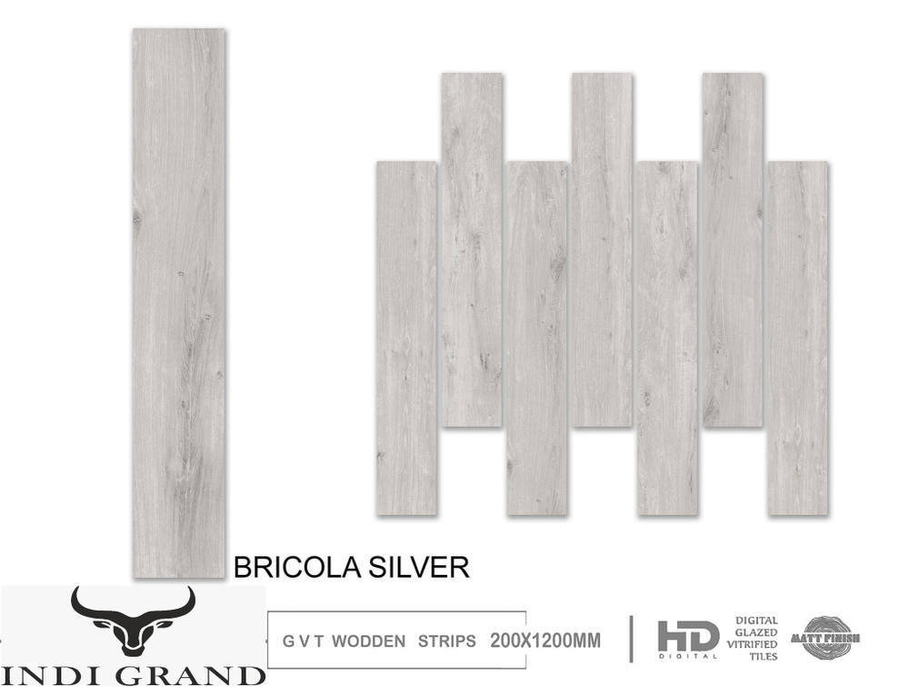Керамогранит Carving 20x120cm GVT Matt Finish Bricola Silver
