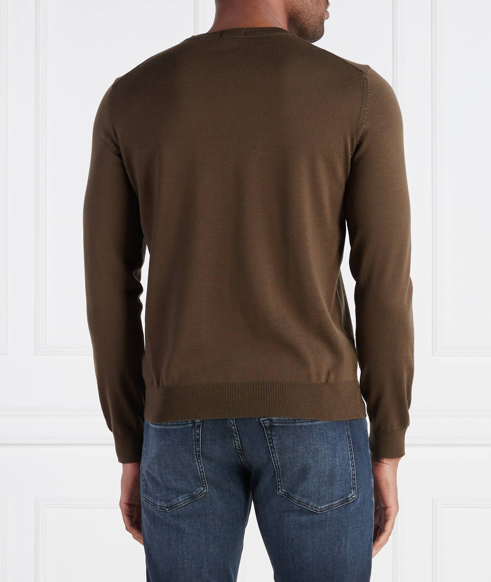 Хлопковый свитер baram-l BOSS BLACK - хаки(50476363)