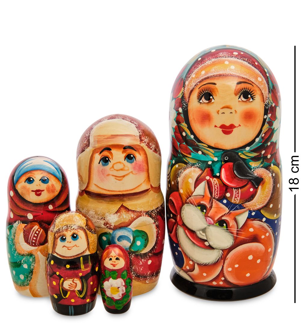 Народные промыслы МР-24/ 60-C Матрешка 5м «Анастасия с котом»