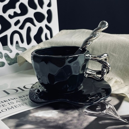 Lenardi 163-076 Чашка 280мл с блюдцем и ложкой в под.уп.(х24)Фарфор