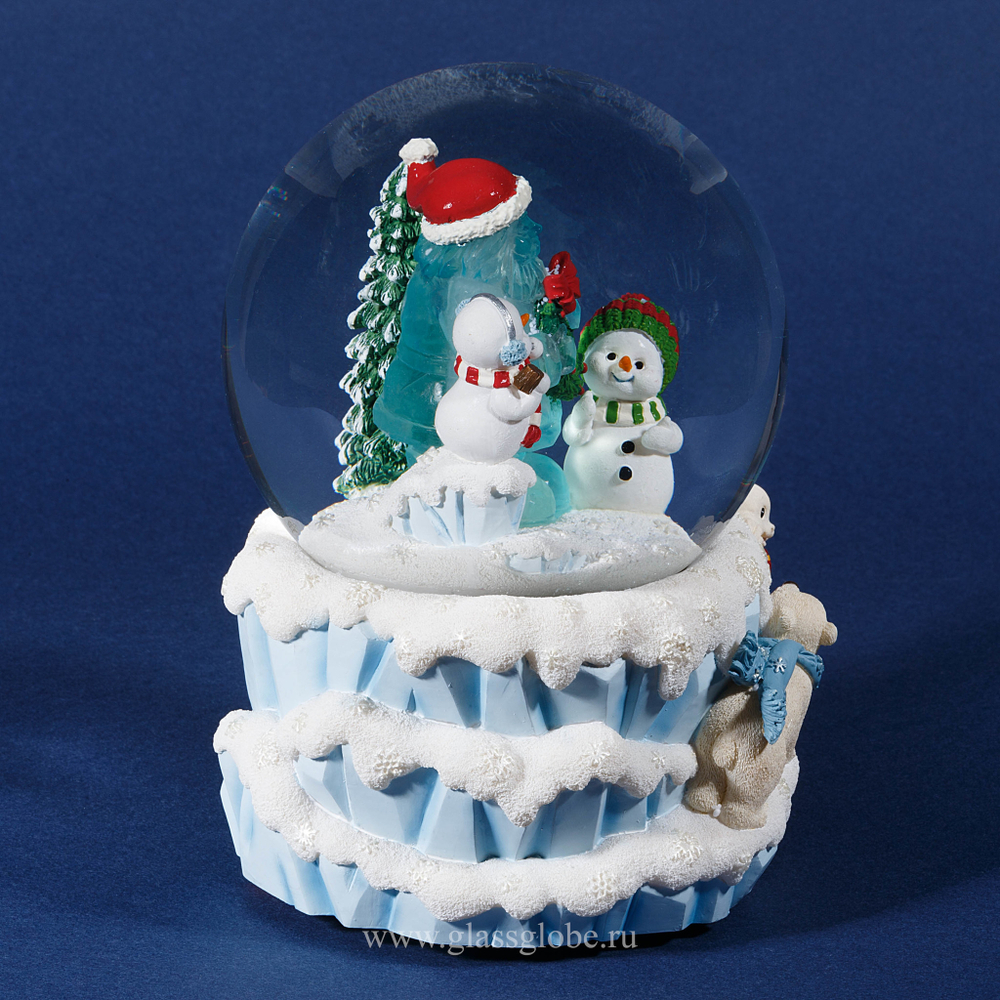 Новогодний стеклянный шар со снегом "Северный полюс"