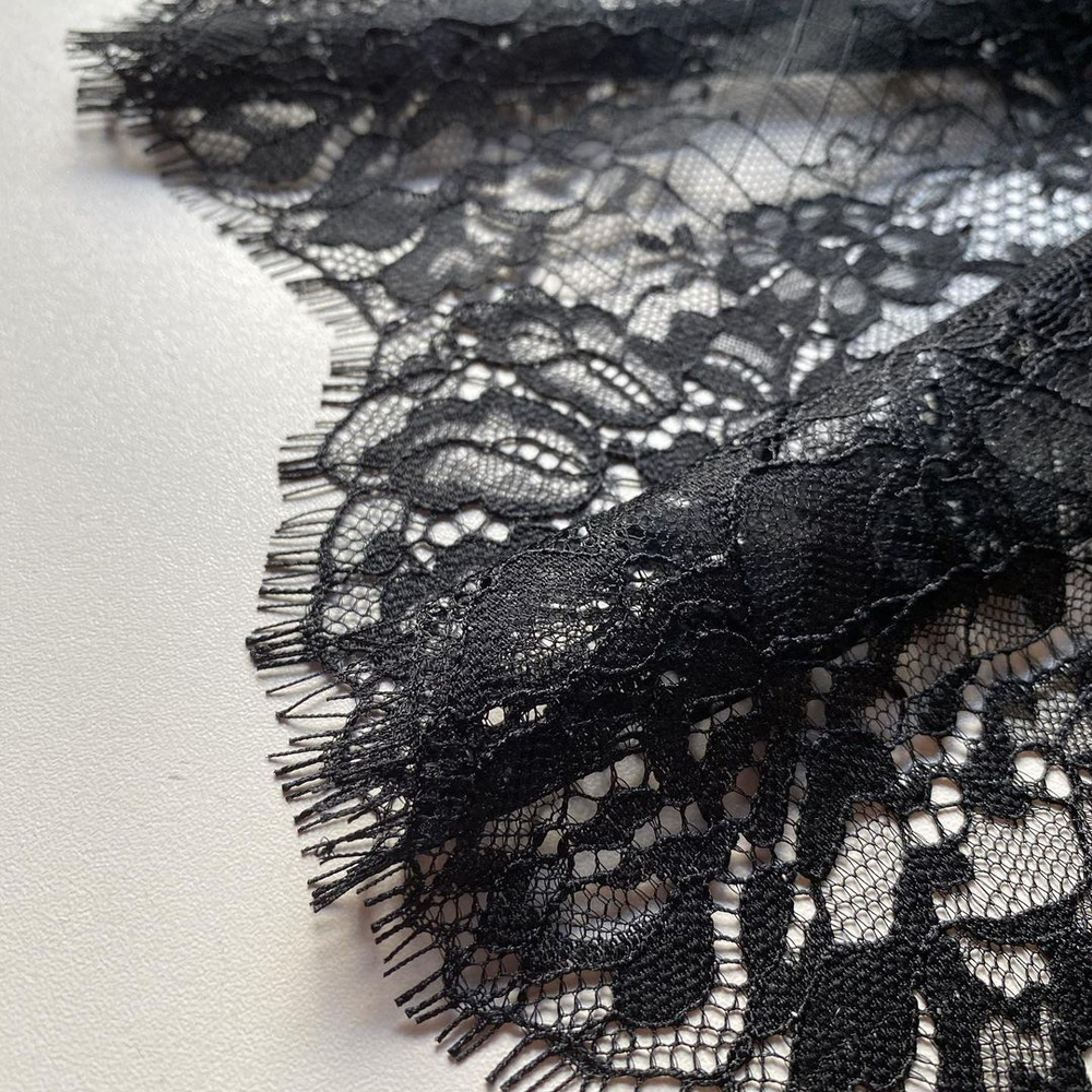 Кружево шантильи чёрное к504