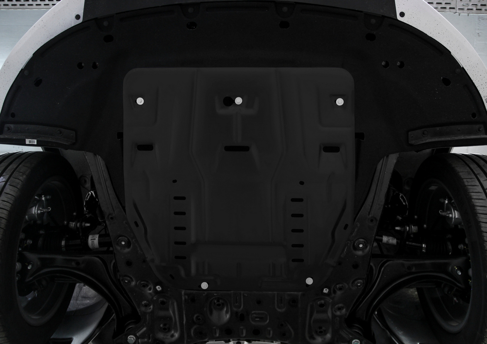 Защита картера и КПП Rival (увеличенная) для Hyundai Sonata VIII (V - 2.0; 2.5) 2019-н.в./Kia K5 (V - 2.0; 2.5) 2020-н.в., сталь 1.5 мм, с крепежом, штампованная, 111.2860.1