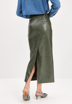 Юбка миди из экокожи