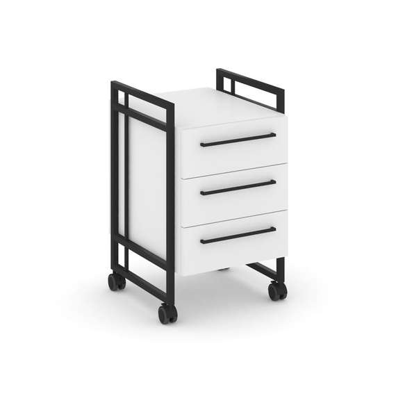 Rift Direct Тумба мобильная RF.TMR-001 Белый Бриллиант/Металл Черный/Черный Ручки 424*500*680