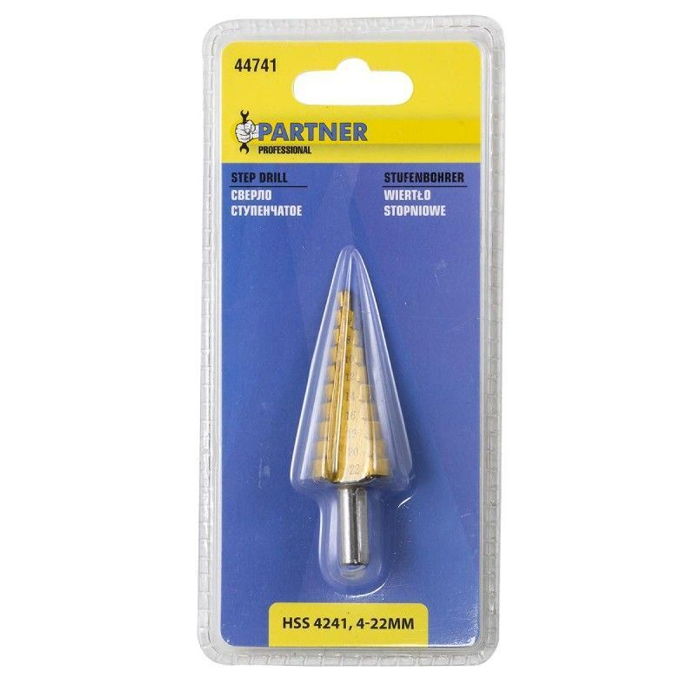 Сверло ступенчатое PARTNER HSS 4241(4-22мм)