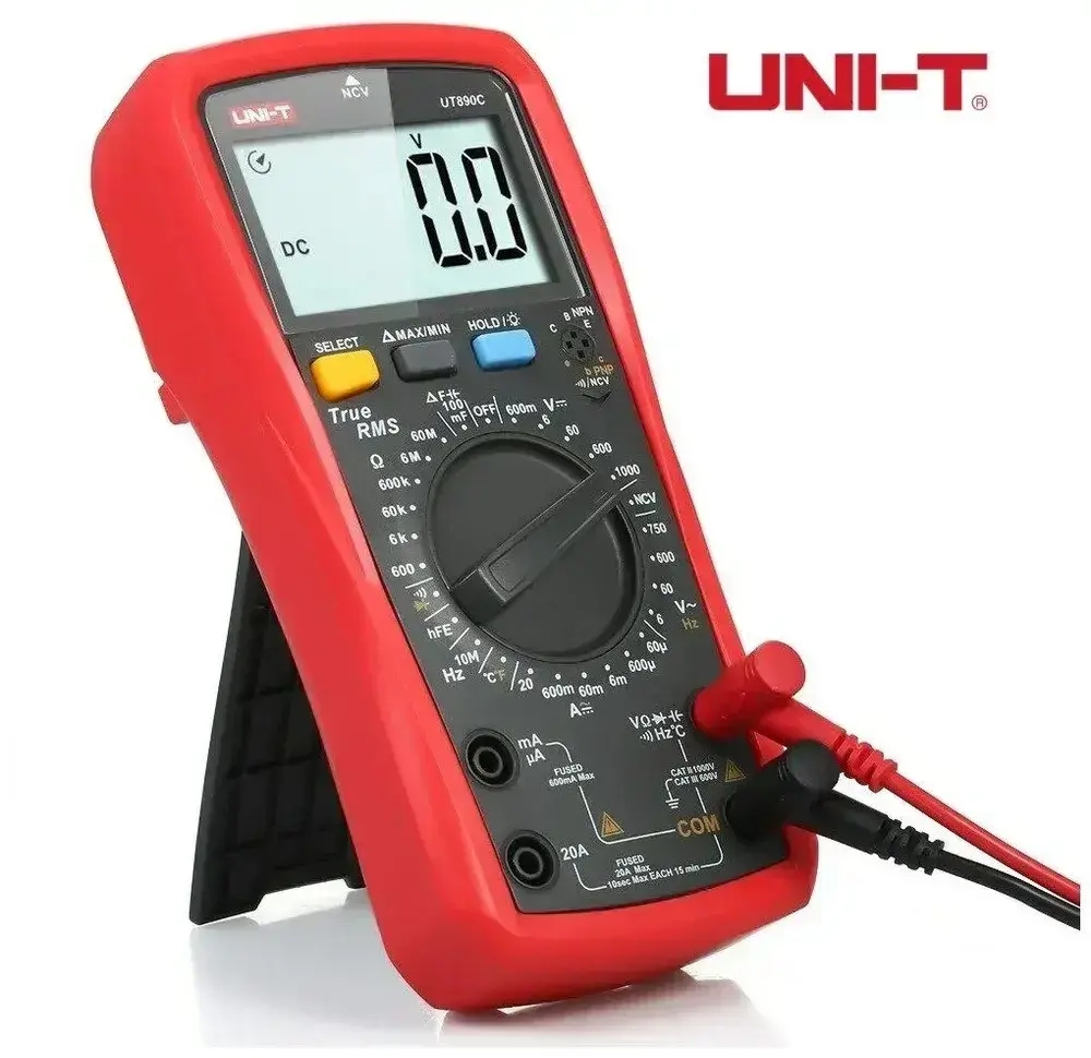 Мультиметр UT890C UNI-T оригинал ток 20А температура транзисторы емкость подсветка True RMS NCV REL