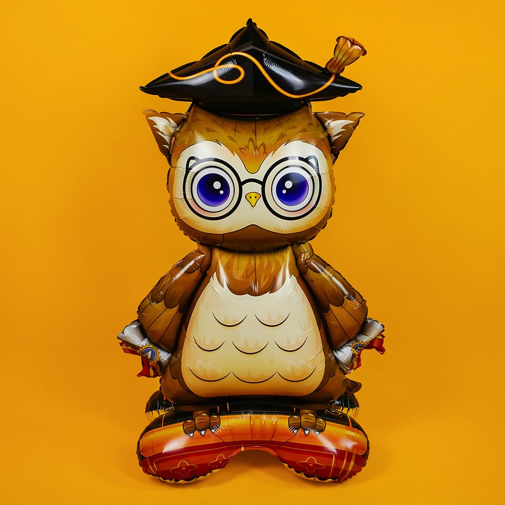 Шар 3D (46''/117 см) Фигура на подставке, Сова Выпускник, 1 шт. в уп.