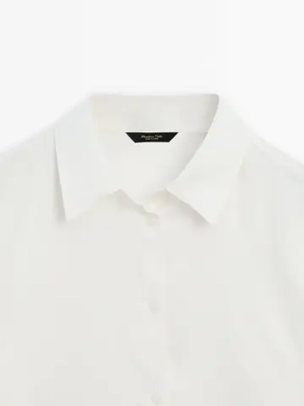 Massimo Dutti Однотонная рубашка с длинными рукавами и разрезами, белый