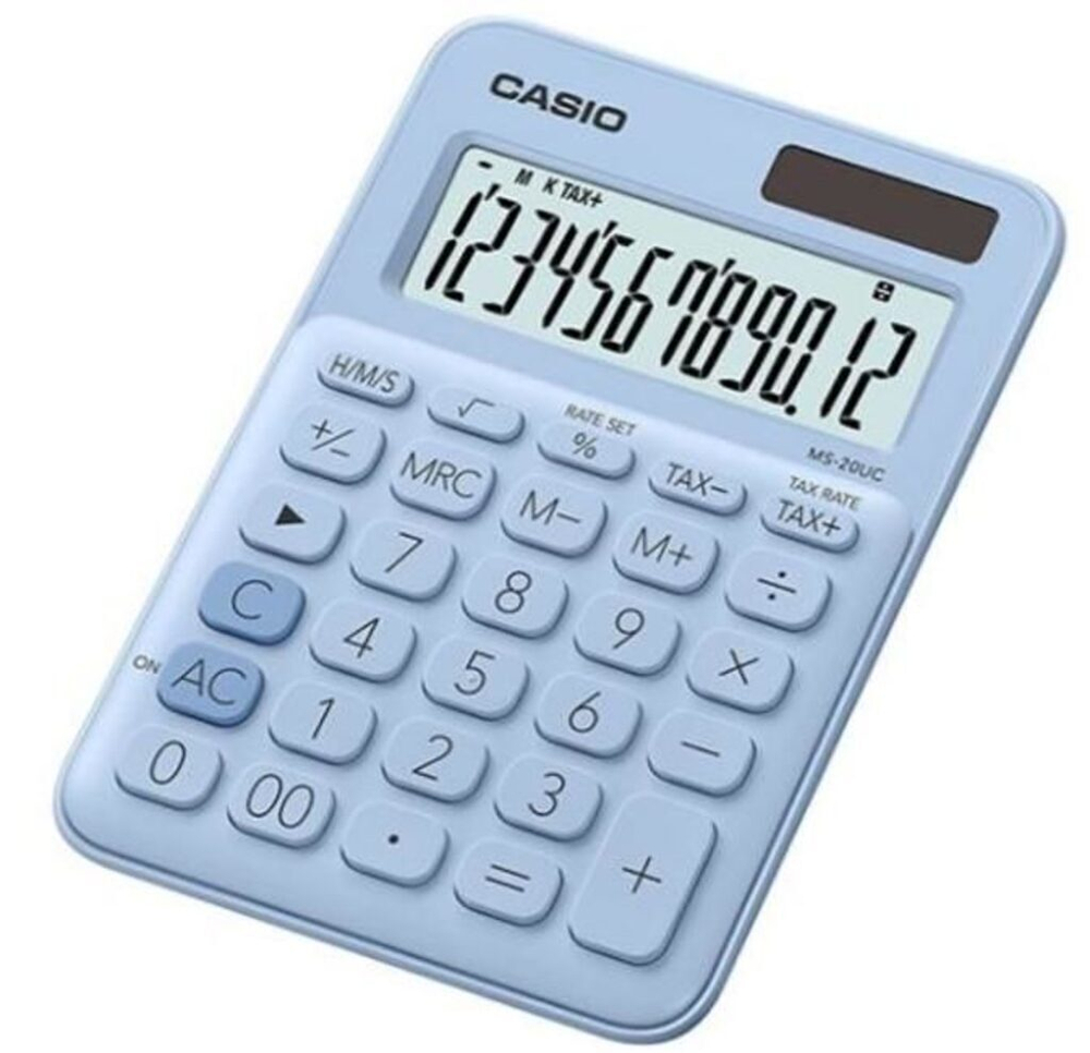 Калькулятор  12 разр. CASIO настольный, светло-голубой MS-20UC-LB-S-EC