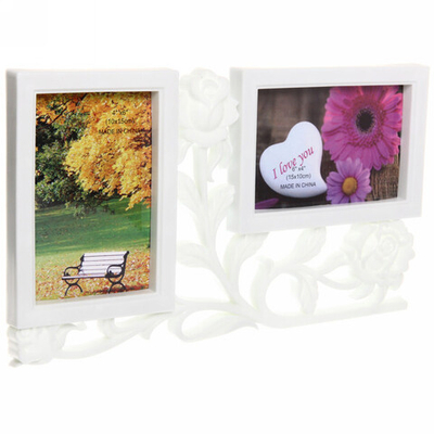 Фоторамка-коллаж 34*19см «Роза», цвет белый, на 2 фото, пластик
