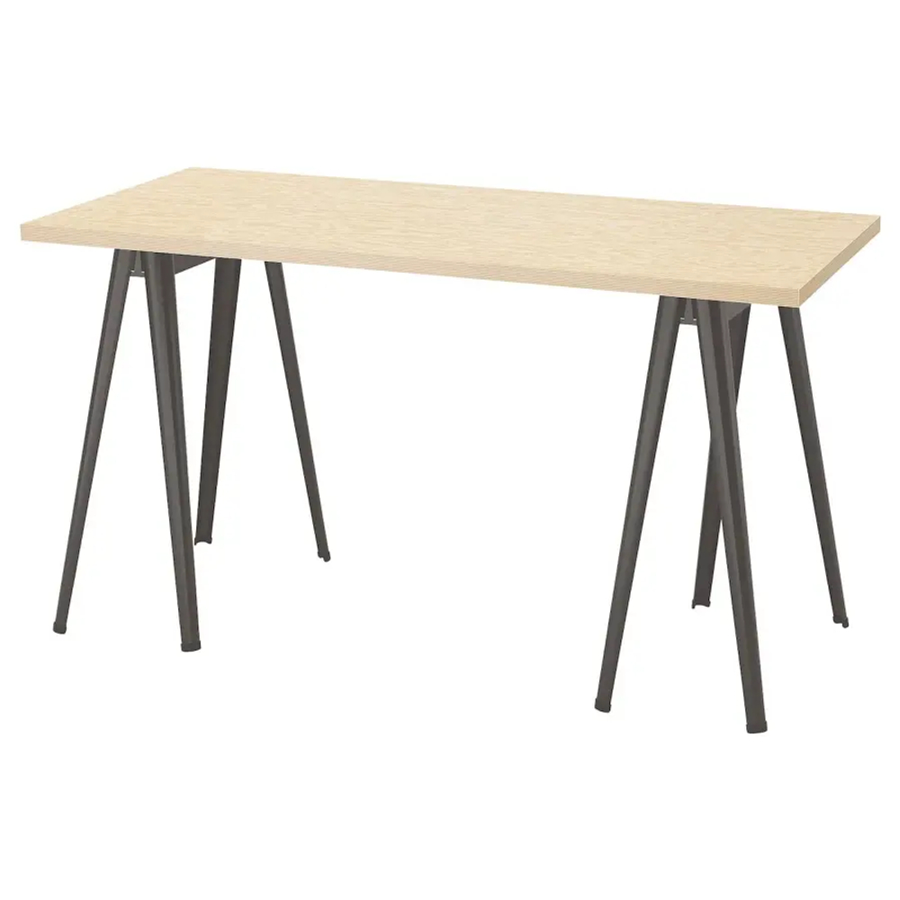 Письменный стол - IKEA MITTCIRKEL/NARSPEL, 140х60 см, под беленый дуб/черный, МИТТКЕРКЕЛ НАРСПЕЛ ИКЕА