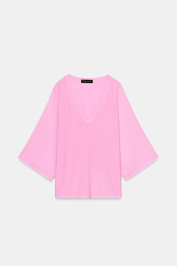 ZARA ДЖЕМПЕР С V-ОБРАЗНЫМ ВЫРЕЗОМ, РОЗОВЫЙ