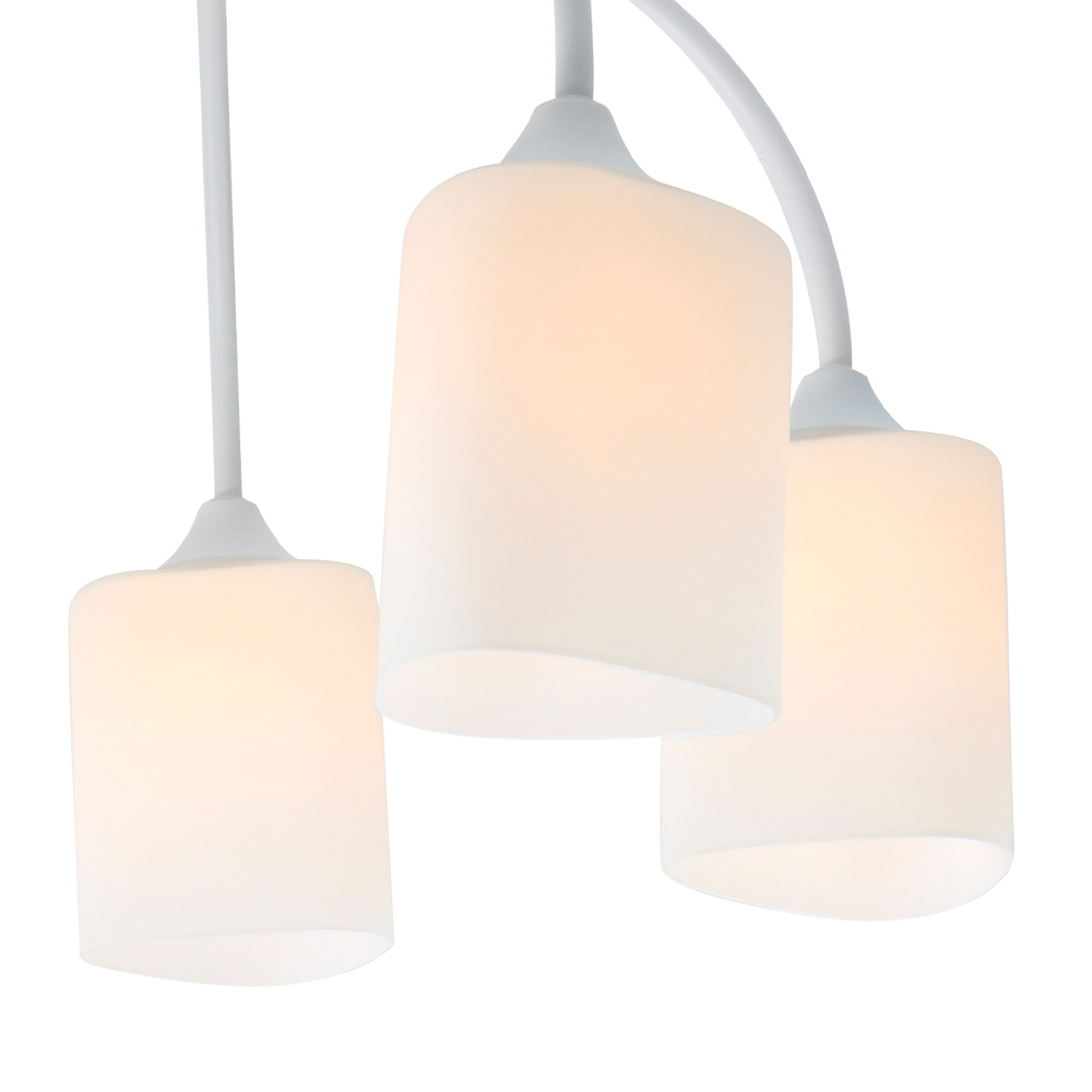 Люстра потолочная 5x60Вт E27, металл/стекло, белый, матовый плафон