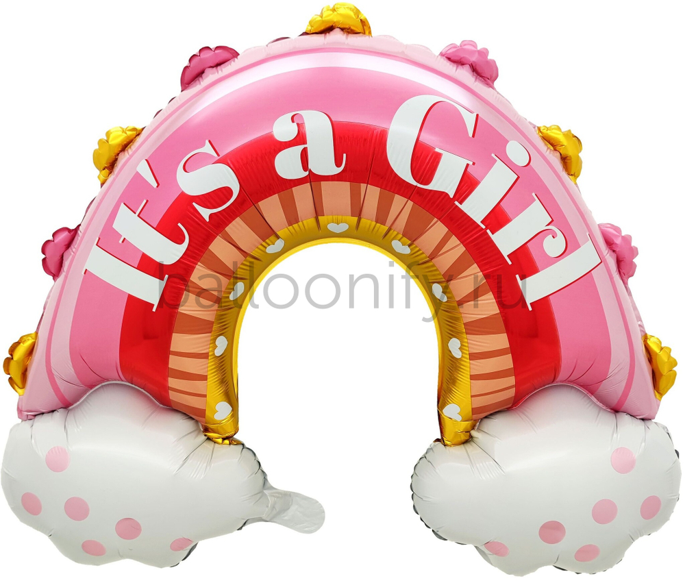 Шар (36''/91 см) Фигура, Радуга для девочки, Розовый, 1 шт.