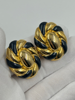 Клипсы с тёмно-синей эмалью